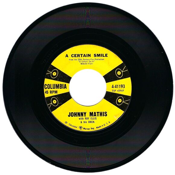 Johnny Mathis 45 RPM - A Certain Smile / Let It Rain - Columbia VG Pop '58 - Picture 1 of 2